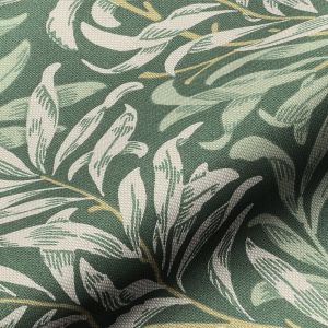 Tissu bachette verte motifs branchages bambou - Mondial Tissus