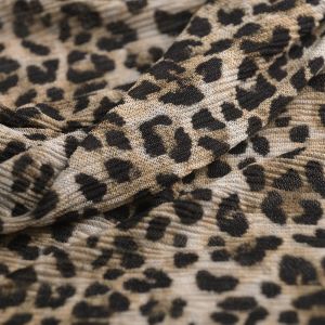 Tissu r&eacute;sille l&eacute;opard beige - Mondial Tissus