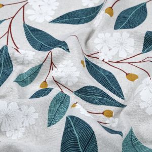 Tissu bachette enduit imprim&eacute; fleur printani&egrave;re bleu - Mondial Tissus