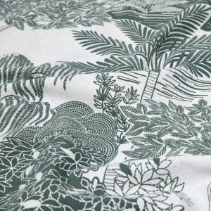 Tissu bachette lourde imprimé palmier à gogo vert - Mondial Tissus