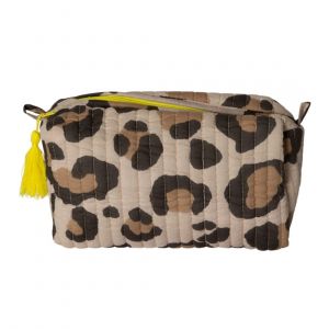 Trousse matelass&eacute;e l&eacute;opard beige - 10x22x10cm - A.U Maison - Mondial Tissus