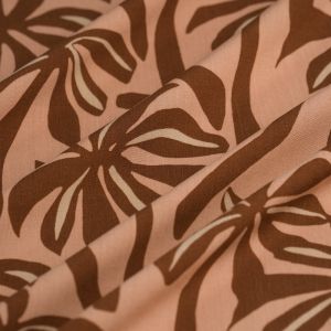 Tissu popeline viscose palmier terracotta - Mondial Tissus