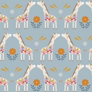 Tissu en velours côtelé Dashwood motifs girafes bleu - Dashwood Studio - Mondial Tissus