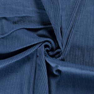 Tissu velours grosses côte lourd 100% coton bleu jean - Mondial Tissus