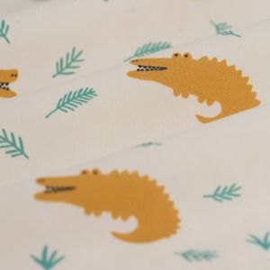 Tissu popeline coton Croco vege beige - MT - Mondial Tissus