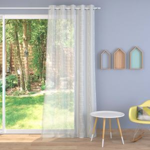 Tissu voile &eacute;tamine blanc brod&eacute; feuille - 290cm - Mondial Tissus