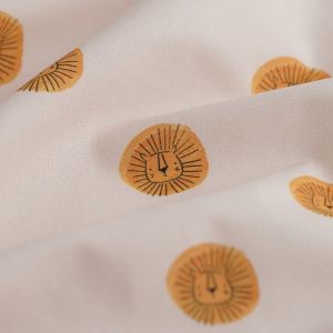 Tissu popeline de coton bio lion rose pâle - MT - Mondial Tissus