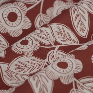 Tissu bachette fleurs rondes bicolores rouge - MT - Mondial Tissus