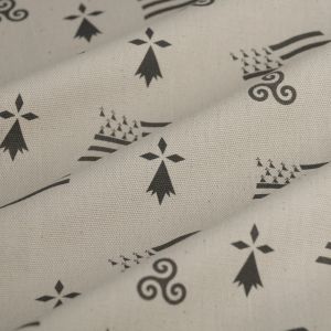 Tissu bachette linen look symboles bretons - Mondial Tissus