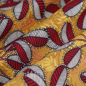 Tissu bachette branche Wax jaune - MT - Mondial Tissus