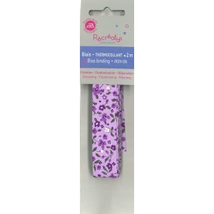 Biais 2m thermocollant fleurs des champs violet - Frou Frou - Mondial Tissus