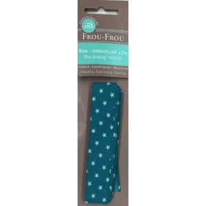 Biais thermocollant 20x2m étoiles turquoise foncé - Frou Frou - Mondial Tissus