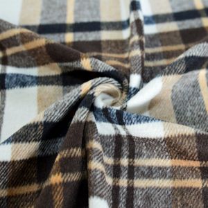 Tissu lainage tartan marron café qualité siège - Mondial Tissus