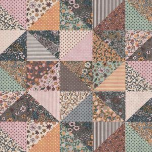 Tissu bachette imprimé patchwork fleuri multico - Mondial Tissus