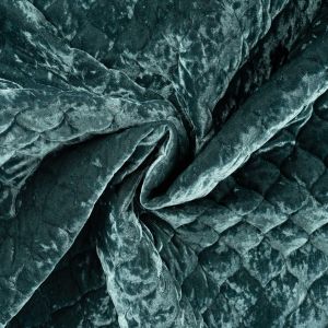 Tissu matelassé velours bleu pétrole - Mondial Tissus