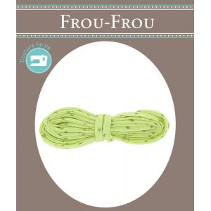 Cordon spaghetti 7 mm x 2 m vert anis motif pois - Frou Frou - Mondial Tissus