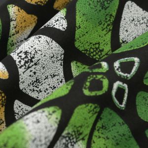 Tissu Wax losanges noir vert - Mondial Tissus