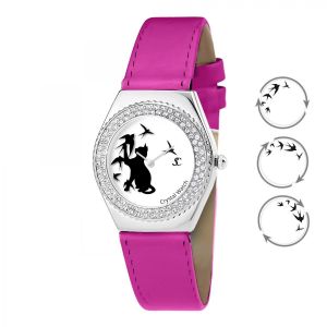 Montre femme  So Charm MF316-OISEAU-CHAT-FUSHIA