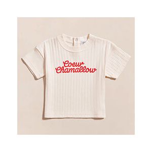 T-shirt Coeur Chamallow Cr&egrave;me - 2 Ans
