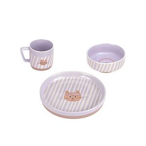 Coffret Repas 3 Pi&egrave;ces en Porcelaine Tiny Team - Chat