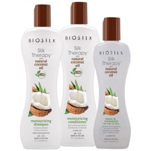 Cure Shampooing + Conditionneur + Cure soyeuse Silk Therapy Coconut Oil Biosilk