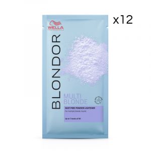 Pack de 12 sachets de poudre décolorante Multiblonde Powder Blond Wella