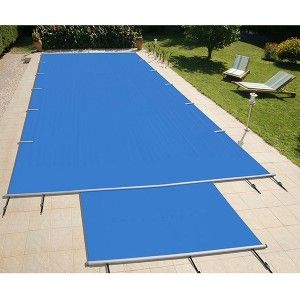 Evo Bleu/Beige - 10x5m - Piton douille inox - Bâche à barres - AstralPool