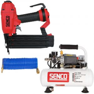 Lot finition SENCO: Cloueur Finishpro18BL G18 + compresseur AC4504 + tuyau spiral&eacute; - Senco-B5