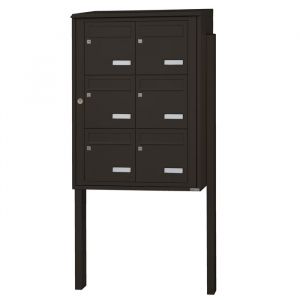 Bloc 6 boîtes aux lettres collectives extérieur sur pieds - Modèle 2 x 3 - Brun gris - Leabox.com