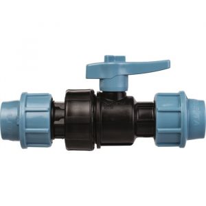 Vanne &agrave; boisseau sph&eacute;rique PVC - Tube &Oslash; 32 - Manette bleu - S&eacute;lection Cazabox