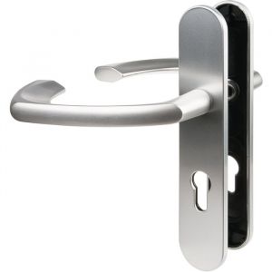 Poignée de porte sur plaque argent - Clé I - Alto XL - Vachette