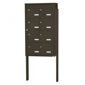 Bloc 8 boîtes aux lettres collectives extérieur sur pieds - Modèle 2 x 4 - Brun gris - Leabox.com