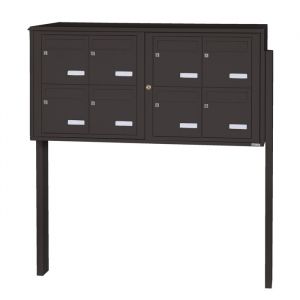 Bloc 8 boîtes aux lettres collectives extérieur sur pieds - Modèle 4 x 2 - Brun gris - Leabox.com
