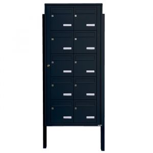 Bloc 10 bo&icirc;tes aux lettres collectives ext&eacute;rieur sur pieds - Mod&egrave;le 2 x 5 - Noir fonc&eacute; - Leabox.com