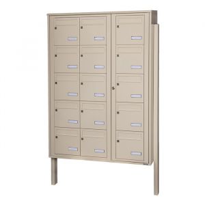 Bloc 15 boîtes aux lettres collectives extérieur sur pieds - Modèle 3 x 5 - Ivoire clair - Leabox.com