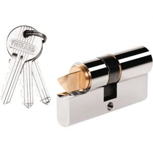 Cylindre pompier nickelé - 30 x 30 mm - Clé / triangle 10 mm sortant - Thirard