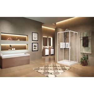 Porte coulissante acc&egrave;s d'angle - transparente - Lunes A 2.0 - 87 cm - Novellini