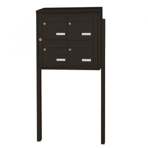 Bloc 4 boîtes aux lettres collectives extérieur sur pieds - Modèle 2 x 2 - Brun gris - Leabox.com
