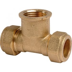 Raccord bic&ocirc;ne en T laiton - F 1/2' - &Oslash; 14 mm - Comisa