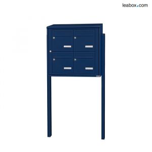 Bloc 4 boîtes aux lettres collectives extérieur sur pieds - Modèle 2 x 2 - Bleu saphir - Leabox.com