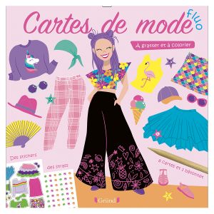 Pochette : 4 Cartes &agrave; gratter + 4 Cartes &agrave; colorier Mode Fluo