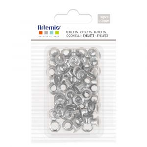 Lot de 50 &oelig;illets argent&eacute;s 3mm - Artemio