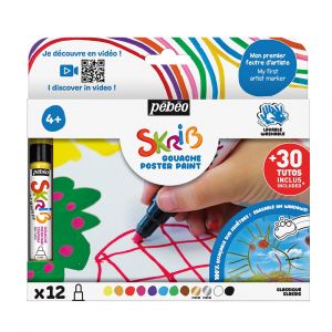 Marqueur gouache Skrib 12 couleurs