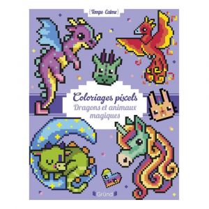 Album de coloriage pixels - Dragons et animaux magiques
