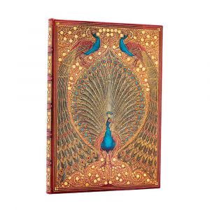 Carnet rigide 18 x 12 cm 144 p Lign&eacute; Hafiz, Les paons - Paperblanks