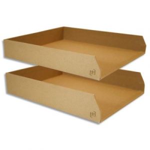 Lot de 2 corbeilles courrier A4+ Oxford Savana en carton recycl&eacute;, dimensions (lxhxp): 26x10x31 cm, coloris kraft
