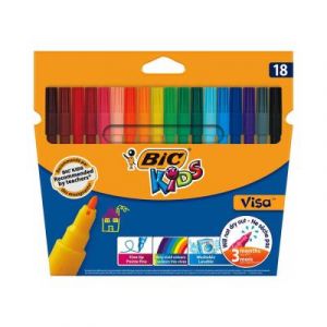 Pochette de 18 feutres Bic Visa - pointe fine - coloris assortis