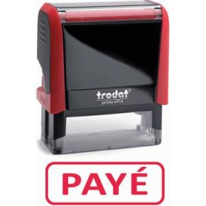 Tampon marqueur de texte ''''PAY&Eacute;'''' Trodat 4912 Xprint 4.0  - Rouge