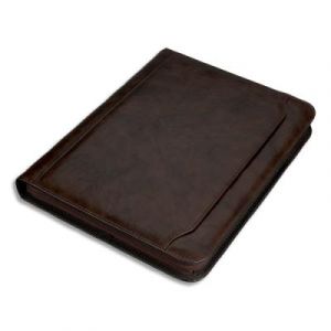 Conf&eacute;rencier Juscha Massa imitation cuir - 34 x 27x 4 cm - avec bloc/m&eacute;canisme 4 anneaux/calculatrice - marron