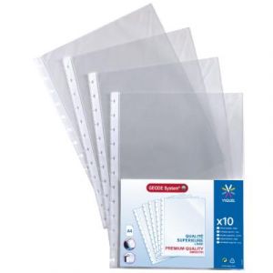 Pochettes Viquel G&eacute;ode - A4 - polypropyl&egrave;ne - lisse - 5/10 - lot de 10 - incolore